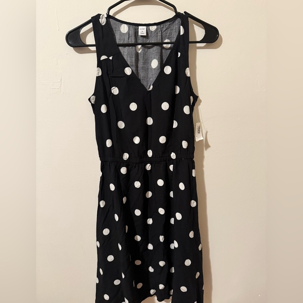 Old Navy Black Dress with White Polka Dots